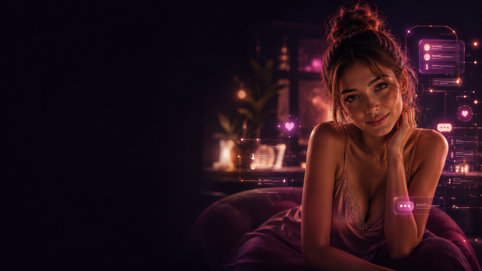 Lovescape AI Review Lovescape AI review with romantic futuristic AI girlfriend chat interface